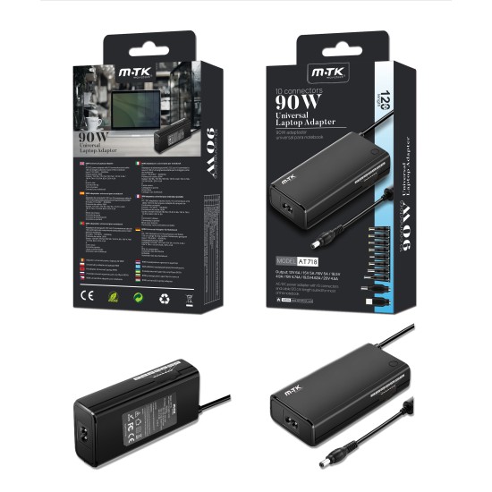 Charger mtk 90w Universal Manual Notebook 10 Connectors at718 (0051902)